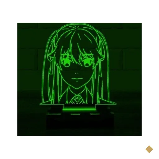 Luminária Led 3D Kakegurui Yumeko Abajur - Verde