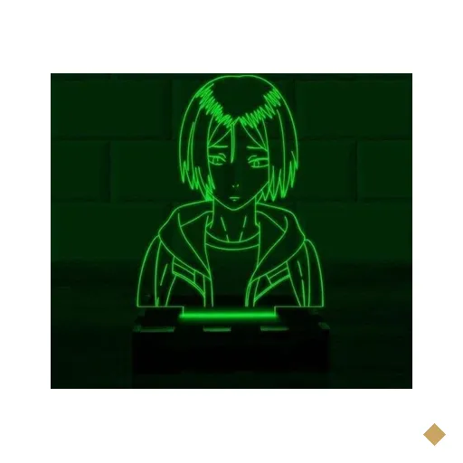 Luminária Led 3D Kenma Haikyuu Abajur - Verde