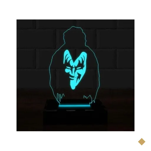 Luminária Led 3D Kiss Rock Abajur 16 Cores e Controle