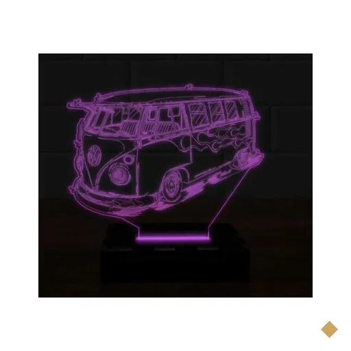 Luminária Led 3D Kombi Carro 16 Cores e Controle