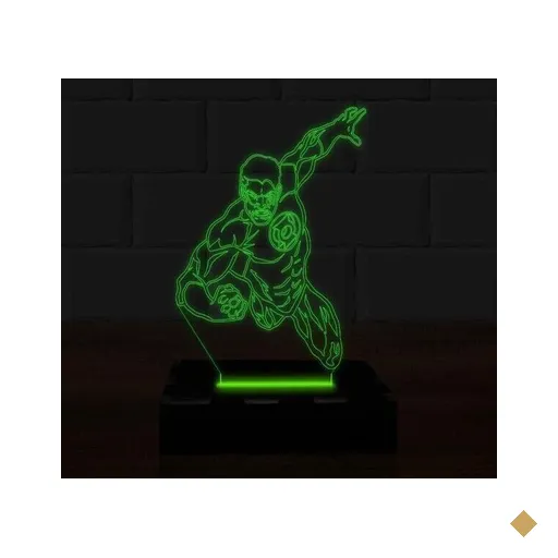 Luminária Led 3D Lanterna Verde Heroi 16 Cores e Controle