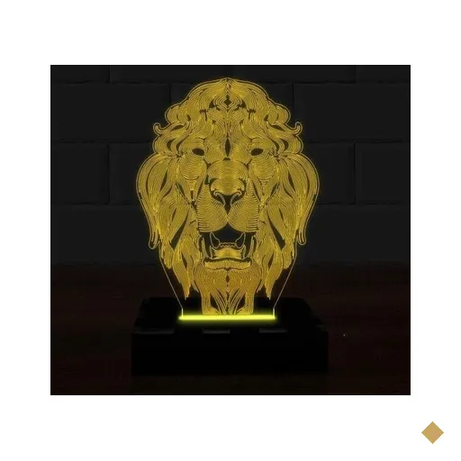 Luminária Led 3D Leao Abajur 16 Cores e Controle 1