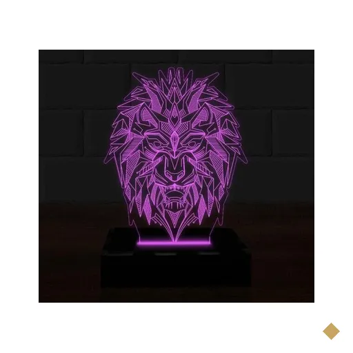 Luminária Led 3D Leao Abajur 16 Cores e Controle 2