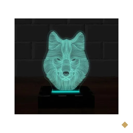 Luminária Led 3D Lobo Abajur 16 Cores e Controle 2