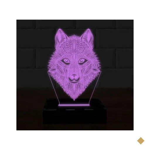 Luminária Led 3D Lobo Abajur 16 Cores e Controle 1