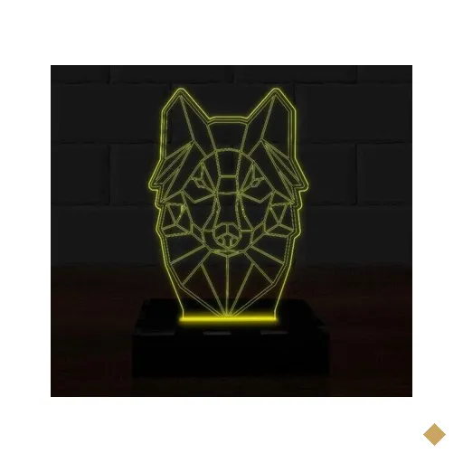 Luminária Led 3D Lobo Abajur 16 Cores e Controle 4