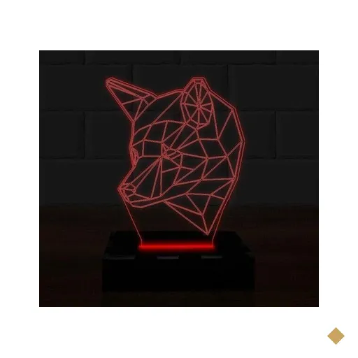 Luminária Led 3D Lobo Abajur 16 Cores e Controle 3