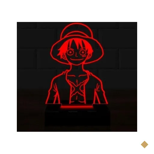 Luminária Led 3D Luffy One Piece 16 Cores e Controle