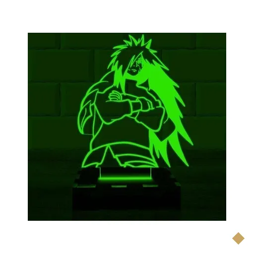 Luminária Led 3D Madara Uchiha Naruto - Verde