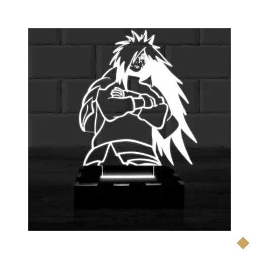 Luminária Led 3D Madara Uchiha Naruto - Branco