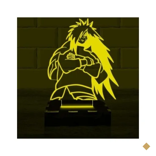 Luminária Led 3D Madara Uchiha Naruto - Amarelo