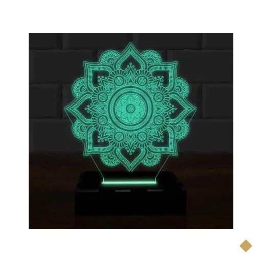 Luminária Led 3D Mandala Abajur 16 Cores e Controle