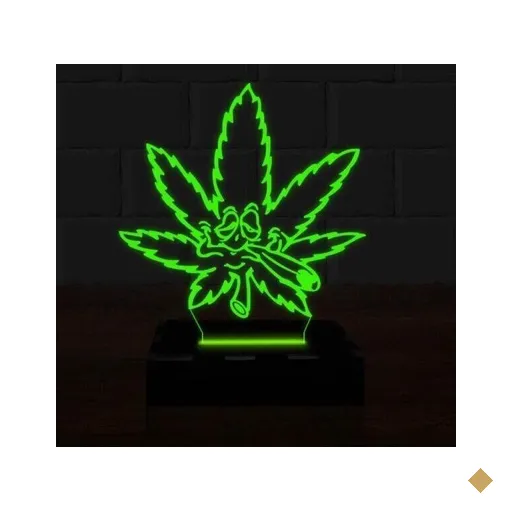 Luminária Led 3D Maconha Abajur 16 Cores e Controle