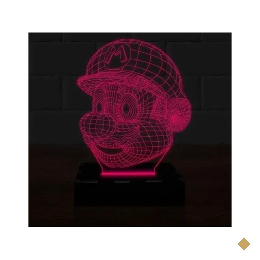 Luminária Led 3D Mario Bros Abajur 16 Cores e Controle 4