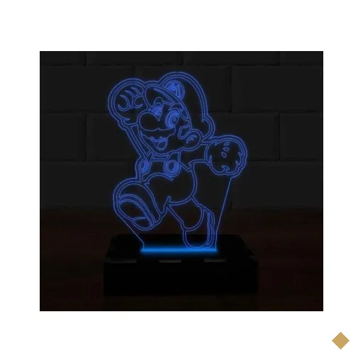 Luminária Led 3D Mario Bros Abajur 16 Cores e Controle 3