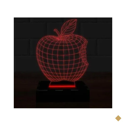 Luminária Led 3D Maça Fruta Abajur 16 Cores e Controle