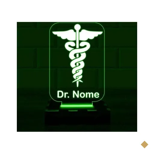 Luminária Led 3D Medicina Médico Abajur - Verde