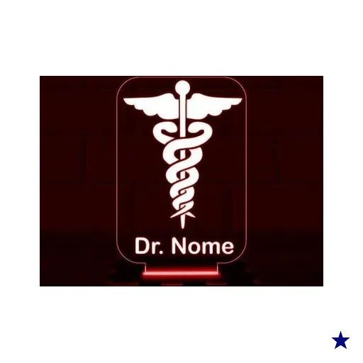 Luminária Led 3D Medicina Médico Abajur - Vermelho