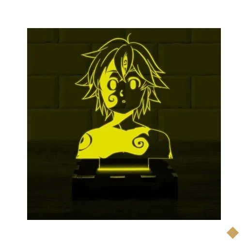 Luminária Led 3D Meliodas Nanatsu No Taizai - Amarelo