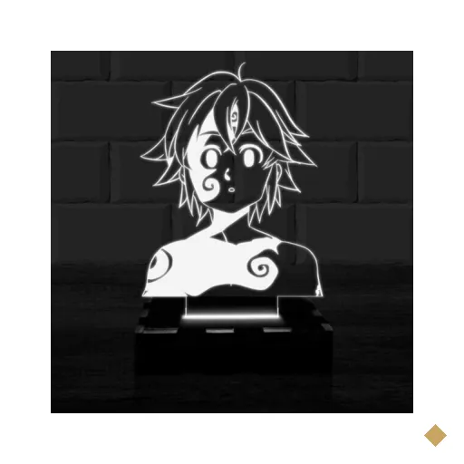 Luminária Led 3D Meliodas Nanatsu No Taizai - Branco