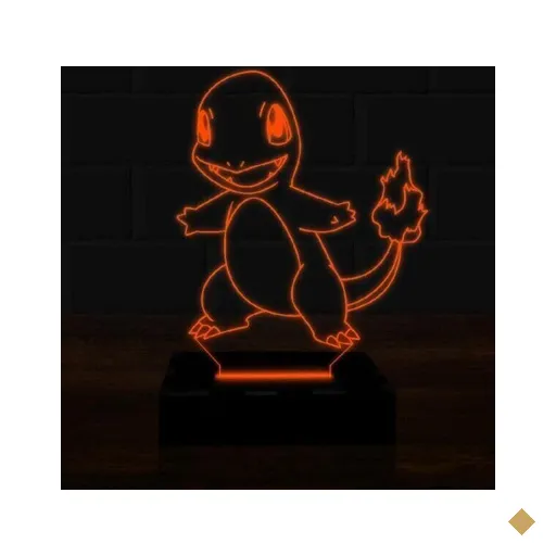 Luminária Led 3D Pokemon Charmander 16 Cores e Controle