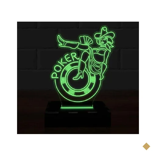 Luminária Led 3D Poker Abajur 16 Cores e Controle