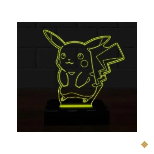 Luminária Led 3D Pokemon Pikachu 16 Cores e Controle 2