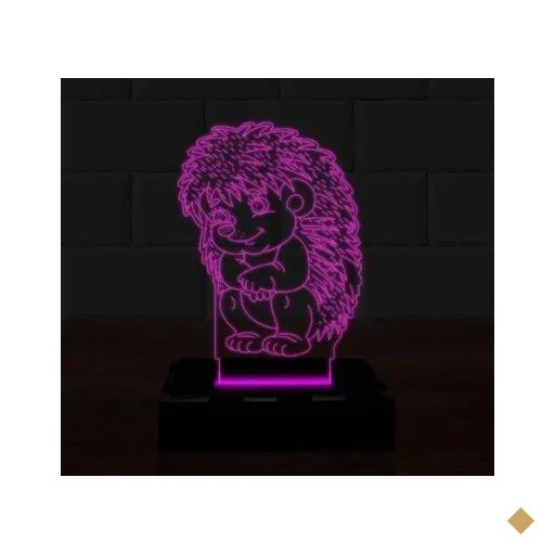 Luminária Led 3D Porco Espinho 16 Cores e Controle