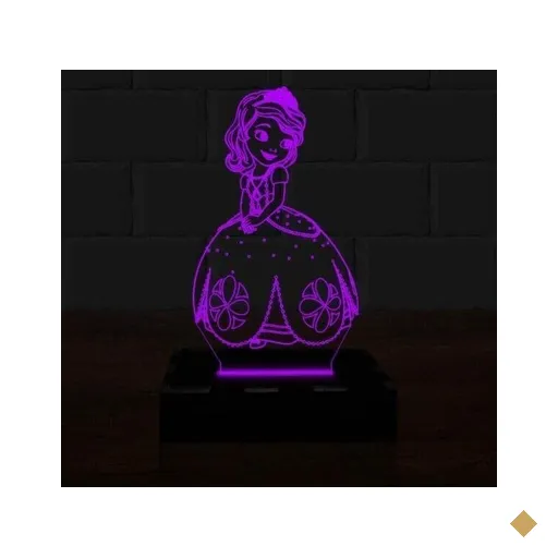 Luminária Led 3D Princesinha Sophia 16 Cores