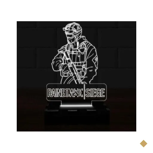 Luminária Led 3D Rainbow Six Siege Abajur - Branco