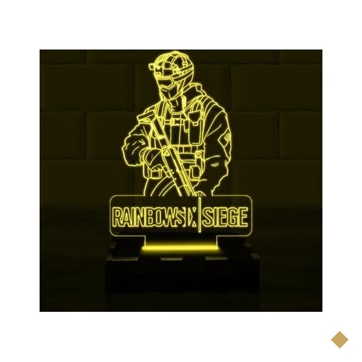 Luminária Led 3D Rainbow Six Siege Abajur - Amarelo