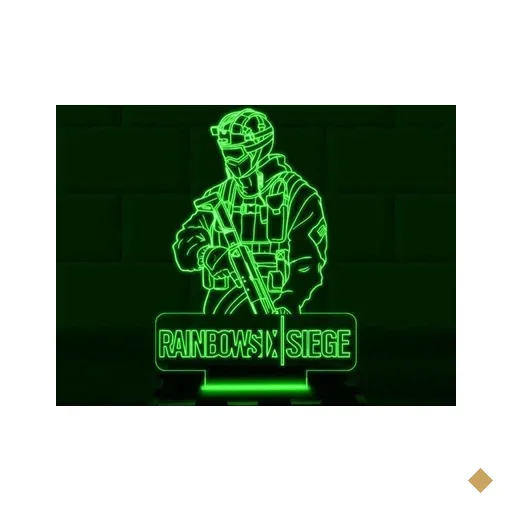 Luminária Led 3D Rainbow Six Siege Abajur - Verde