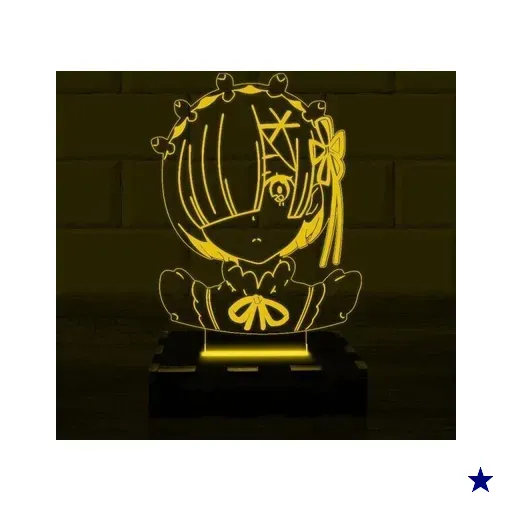 Luminária Led 3D Re Zero Rem Abajur - Amarelo