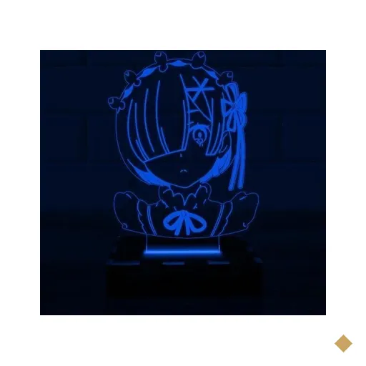 Luminária Led 3D Re Zero Rem Abajur - Azul