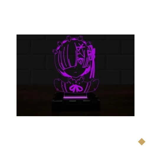 Luminária Led 3D Re Zero Rem Abajur 16 Cores e Controle