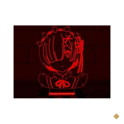 Luminária Led 3D Re Zero Rem Abajur - Vermelho