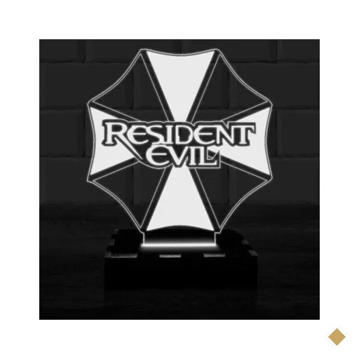 Luminária Led 3D Resident Evil Umbrella - Branco