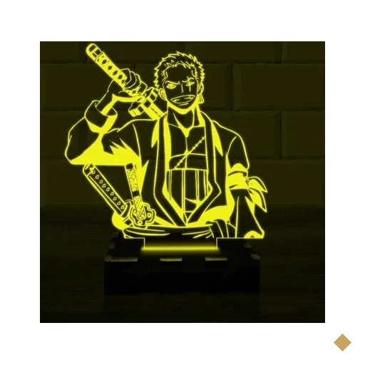 Luminária Led 3D Roronoa Zoro One Piece - Amarelo