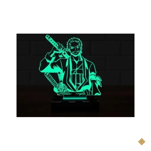 Luminária Led 3D Roronoa Zoro One Piece 16 Cores e Controle