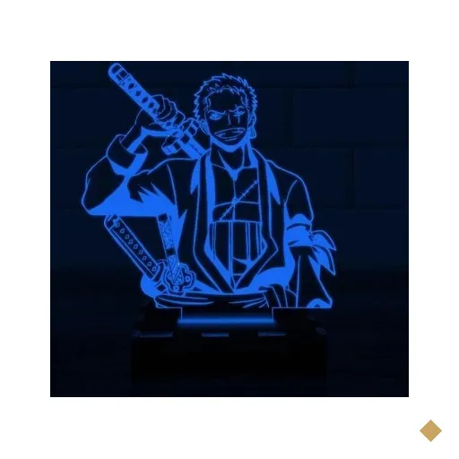 Luminária Led 3D Roronoa Zoro One Piece - Azul