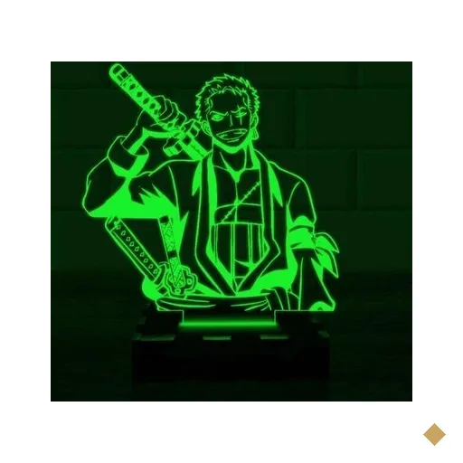 Luminária Led 3D Roronoa Zoro One Piece - Verde
