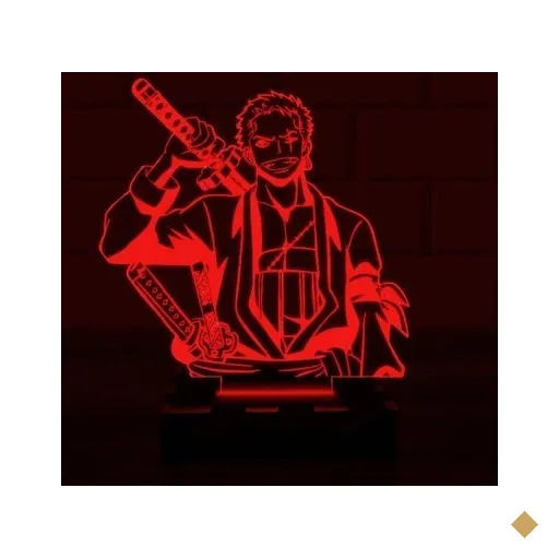 Luminária Led 3D Roronoa Zoro One Piece - Vermelho
