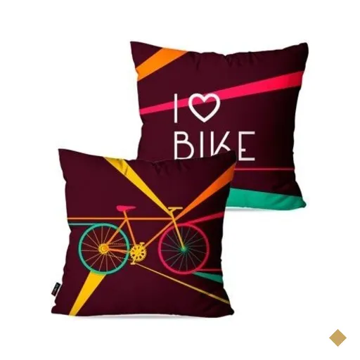 Kit com 2 Almofadas Decorativas Roxo I Love Bike 45x45cm