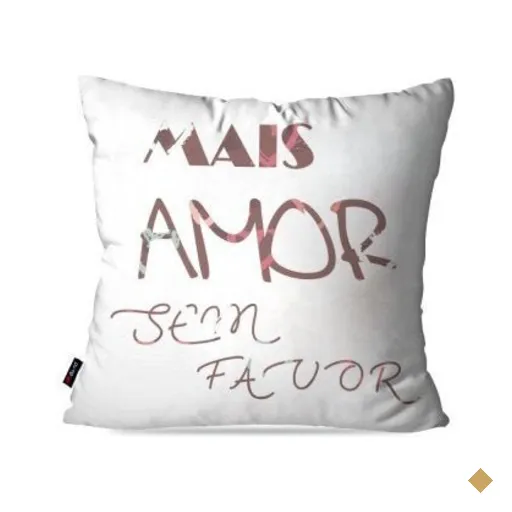 Almofada Decorativa Avulsa Branco Frases Mais Amor 45x45cm