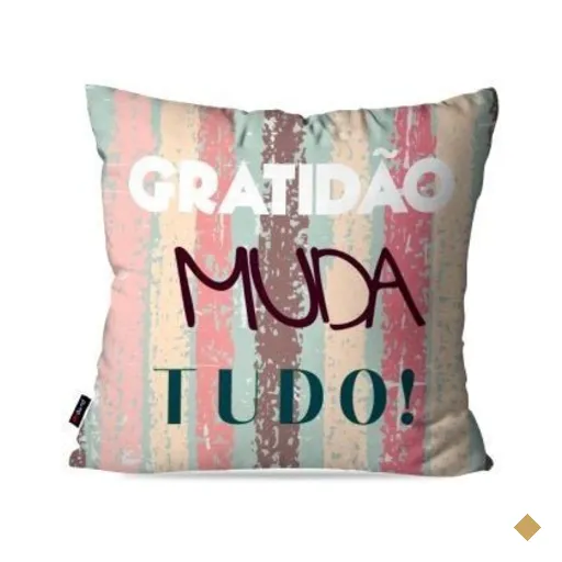 Almofada Decorativa Avulsa Cores Frases Gratidão 45x45cm