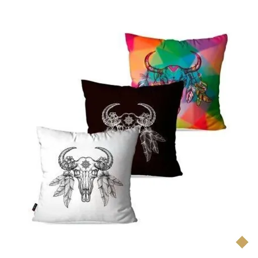 Kit com 3 Almofadas Decorativas Colors Boho 60x60cm
