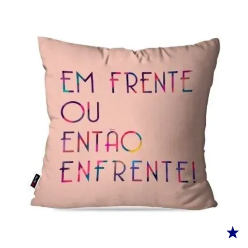 Almofada Decorativa Avulsa Rosa Frases Em Frente 60x60cm