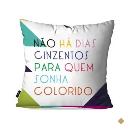 Almofada Decorativa Avulsa Branco Frases Dias Coloridos 60x60cm