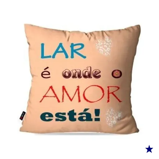 Almofada Decorativa Avulsa Salmão Frases Lar Amor 60x60cm