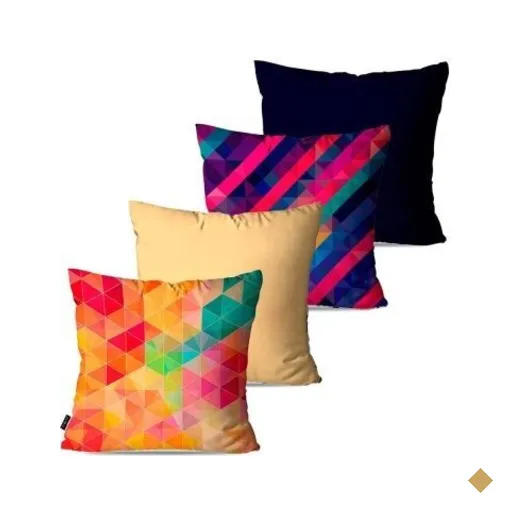 Kit com 4 Almofadas Decorativas Colors Geométrico 45x45cm